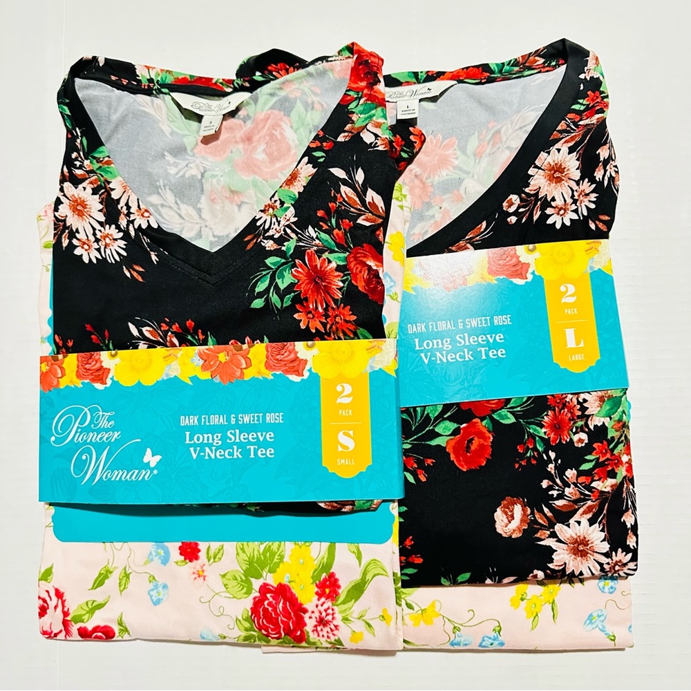 The Pioneer Woman 3/4 Sleeves T-shirts Sweet Rose & Dark Floral NEW - Picture 5 of 6